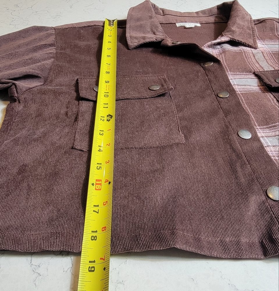 Ultra Flirt Western Plaid Cropped Snap Button Jacket Women’s XL (Juniors) brown - Picture 5 of 12